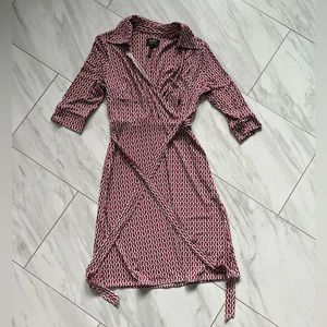 Fiery Red Multi Chain Detail Wrap Dress (Laundry by Shelli Segal)